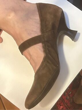 Franco Sarto Chestnut Suede Mary Jane Heels